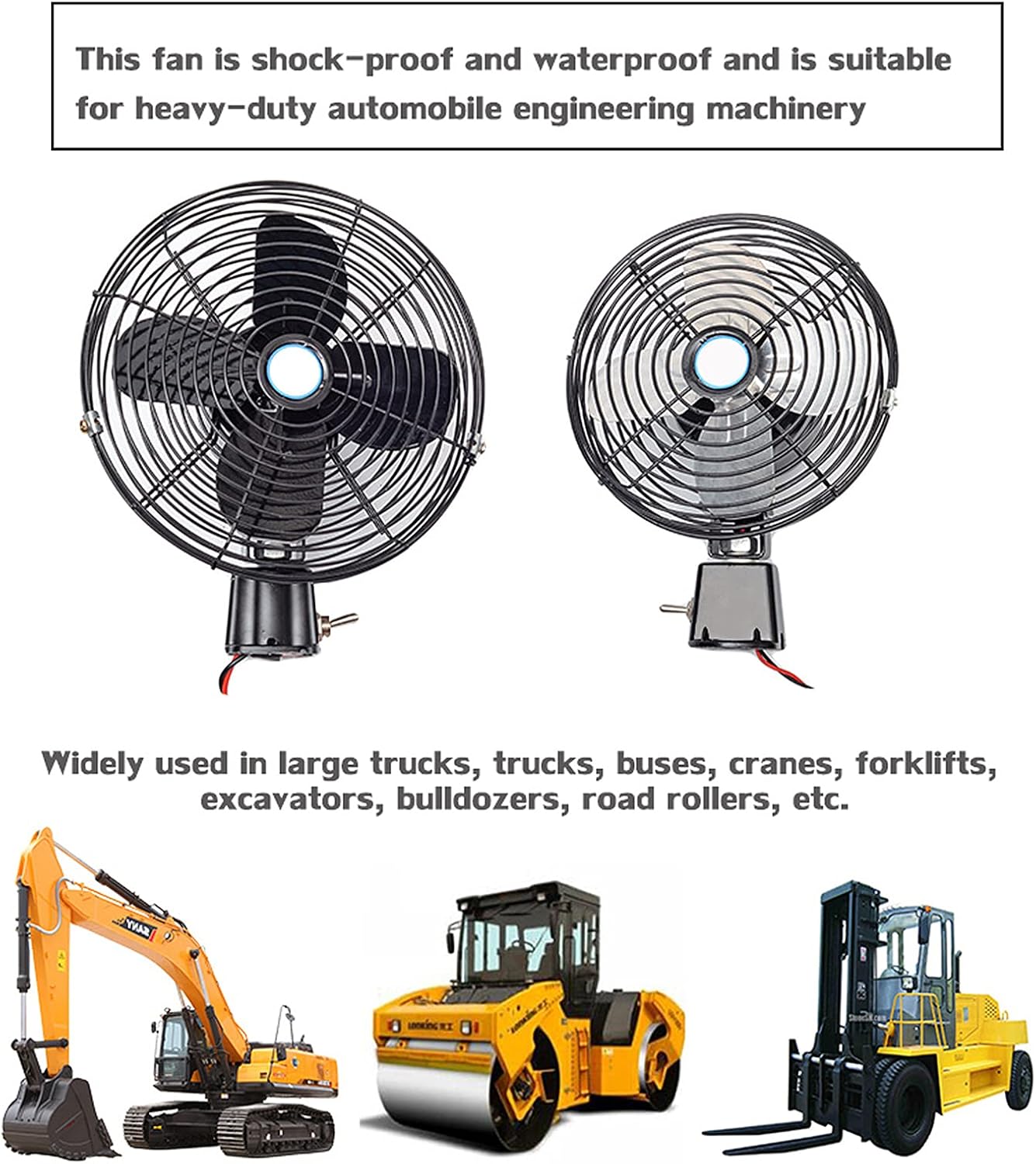 6 Inch Car Truck Electric Air Fan 12V / 24V Oscillating 2 Speed Powerful Quiet Fans with Cigarette Lighter Plug