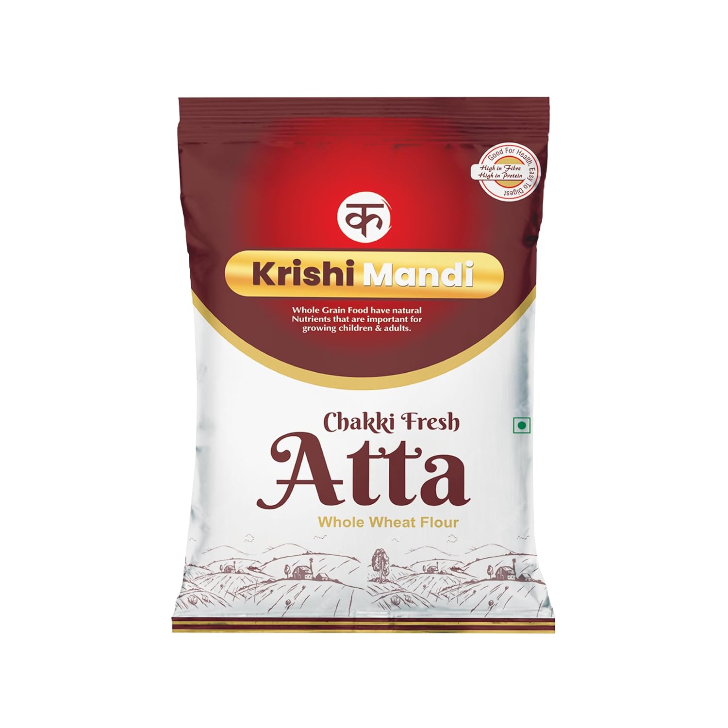 Krishi Mandi Chakki Fresh Atta | 100% Whole Wheat Flour | High Fibre ...