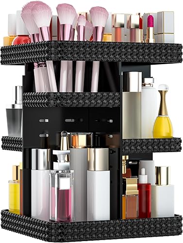Miniatura 8 de Organizador de maquillaje giratorio, vitrina de cosméticos de gran capacidad, organizador acrílico para el cuidado de la piel con pincel de Talla