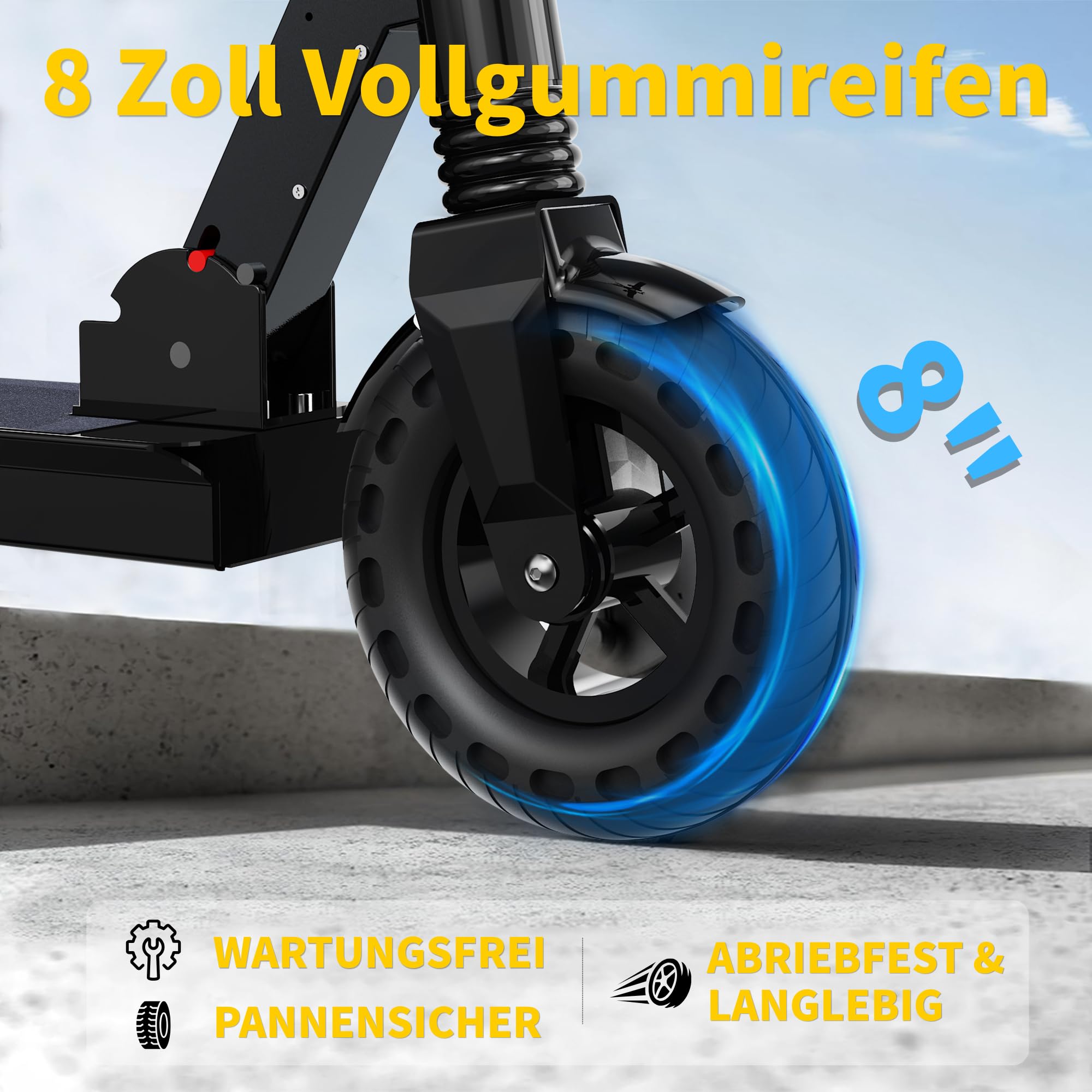 QnQ E Scooter, 2026 8 Zoll Faltbarer Roller, 500 W/20 km/h Motor, 15 km Reichweite, pannensichere Wabenreifen, Kinder und Jugendliche.