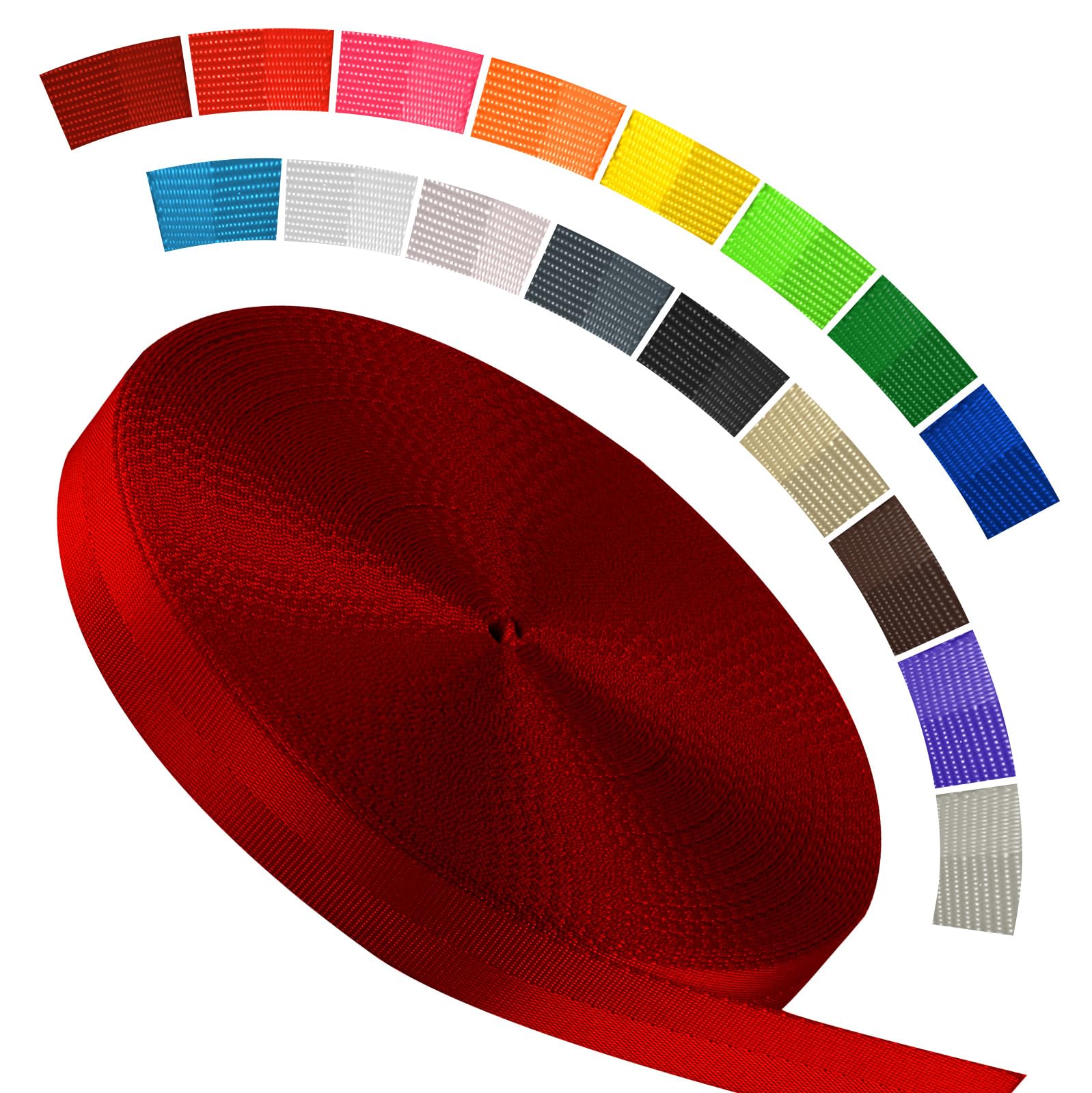 Polyester Webbing Strap 16+Colors – 1"&amp;1.5"&amp;1.9" – 16.5 25 33 55 Yards Heavy Duty Webbing Roll, Flat Webbing Strap for Indoor&amp;Outdoor Gear, DIY Crafting, Repairing