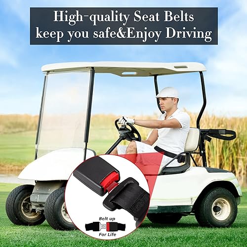 Miniatura 6 de Cinturones de seguridad universales retráctiles para carrito de golf EZGO TXT RXV, Yamaha, Club Car, UTV, ATV (2 juegos)