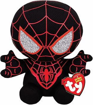 TY Marvel Avengers Miles Morales, Licensed Squishy Beanie Baby Soft Plush Toys, Collectible Cuddly Stuffed Teddy