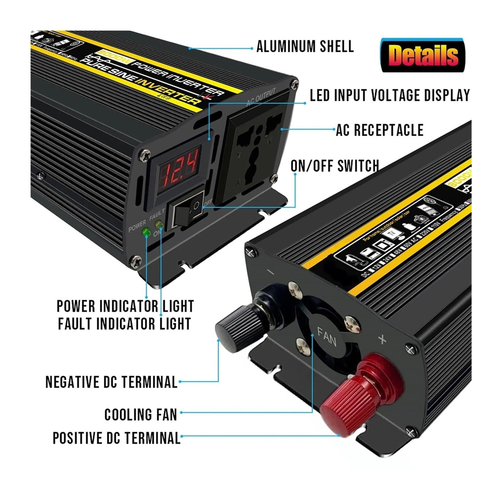 Power Inverter Inverter Potenza 12000W E 10000W Inverter Solare Pe A Onda Sinusoidale Pura Trasformatore Tensione DC12/24/48/60V A AC 220V(24V,110V 60HZ,10KW)
