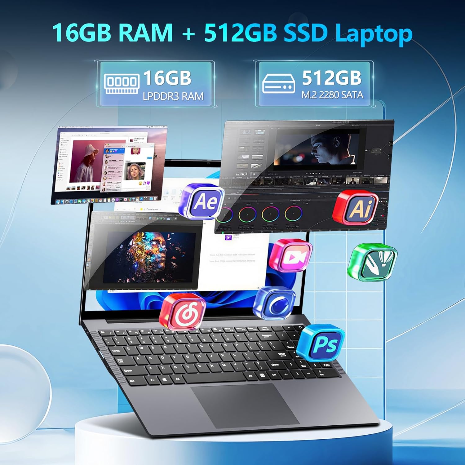 2026 Laptop Computer Core processor (up to 3.40GHz) 16GB RAM 512GB SSD,traditional laptop computers 15.6 Inch FHD Display 1920*1080,with WIFI BT 5.0 Lap top-For Students/Business Professionals