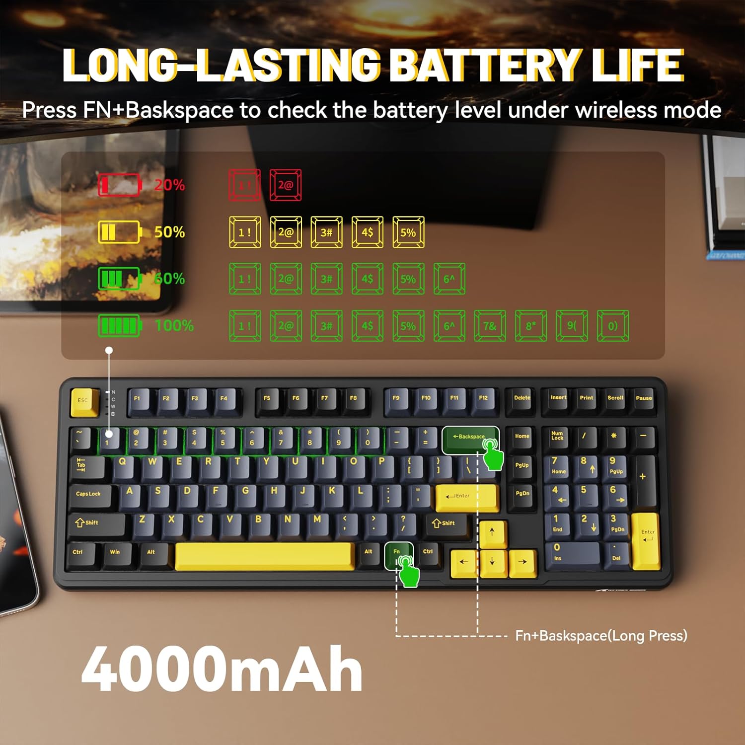 MAMBASNAKE Attack Shark X98 Wireless Mechanical Keyboard with Numpad,Gasket Mount Hot-Swap Pre-lubed Linear Switch,BT 5.0/2.4G/Wired,RGB Backlit Computer Gaming Keyboards for PC/Tablet/PS5/Xbox-Black
