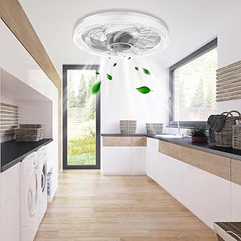 50W Ceiling Fan with Lights and Remote Control, E27 B22d Base, Small LED Ceiling Fan Lamp, 3 Fan Speeds, 3 Colors Dimmable, for Bedroom, Living Room, Kitchen, Pack of 1 [Energy Class A]