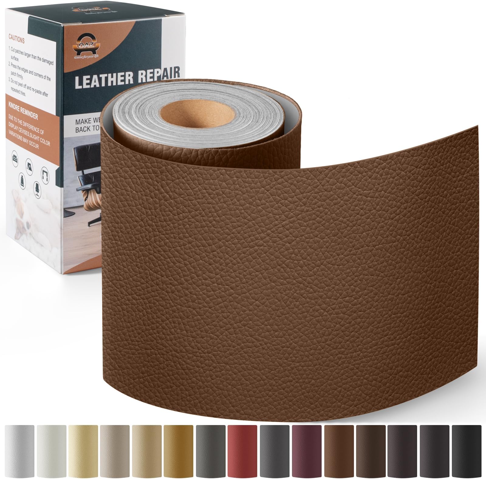 Leather Repair Kit for Furniture 4"x 63" Leather Tape Repair Patch Self Adhesive Sofa Vinyl Repair Patch Kit for Car Seat,Couch,Boat Seat,Chair - Caramel Brown