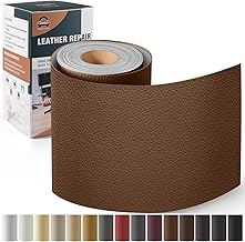 10 x 160 cm Self-Adhesive Leather Repair Patch Faux Leather Repair Kit for Car Seats, Sofas, Boat Seats, Chairs - Caramel Brown