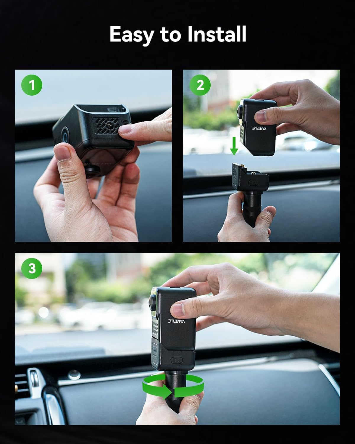 Vantrue Portable Handheld Mount for E360 Panoramic Dash Cam: 4-Hour Battery Life, Ideal for Camping, Meetings, Off-Road Exploring, Hiking, Traveling, and Family Moments