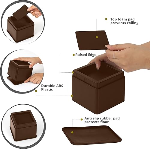 Miniatura 4 de Utopia Bedding Elevadores de cama de 3 pulgadas, paquete de 4, elevadores ajustables para muebles de 3 y 6 pulgadas, espuma antideslizante y