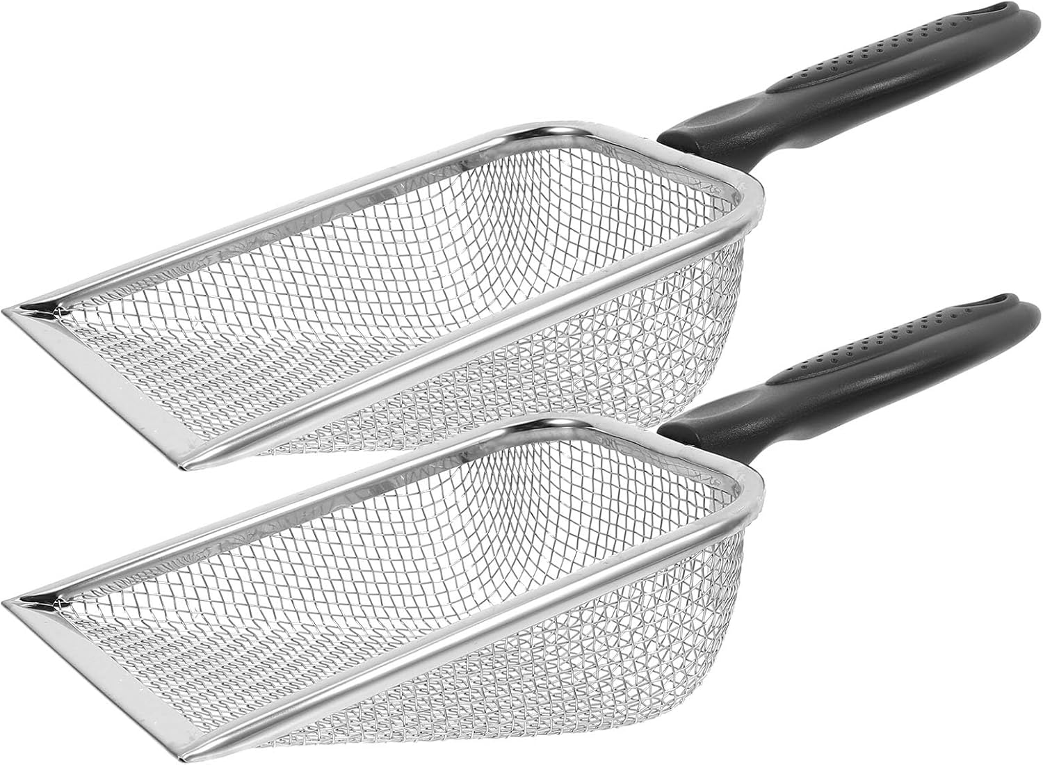 BESTonZON 2pcs Beach Mesh Shovel Portable Sand Shovel for Collecting Seashells Pet Litter and Food Handheld Mesh Tool for Beach Play and Sand Sifting