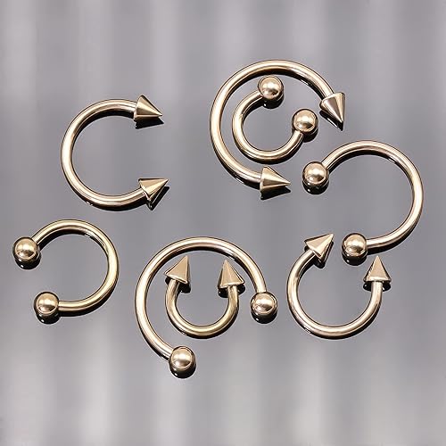 Miniatura 4 de BLISI G23 - Piercing de ceja de titanio sólido, anillos de cejas Gokd negro oro rosa plata rosa arco iris 16G barra curvada, joyería de labio