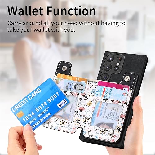 Miniatura 3 de Asuwish Funda de teléfono para Samsung Galaxy S22 Ultra 5G con protector de pantalla de vidrio templado y bloqueo RFID, soporte para tarjetas,