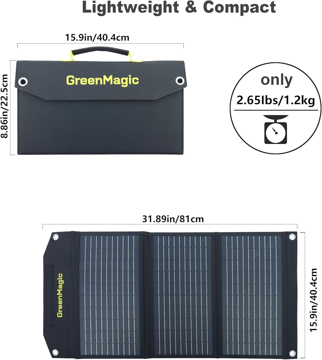 Greenmagic Cargador de batería solar portátil de 40 W, ideal para batería de energía, estación de energía, relojes inteligentes, teléfonos, baterías externas, tabletas, portátiles, cámaras, consolas