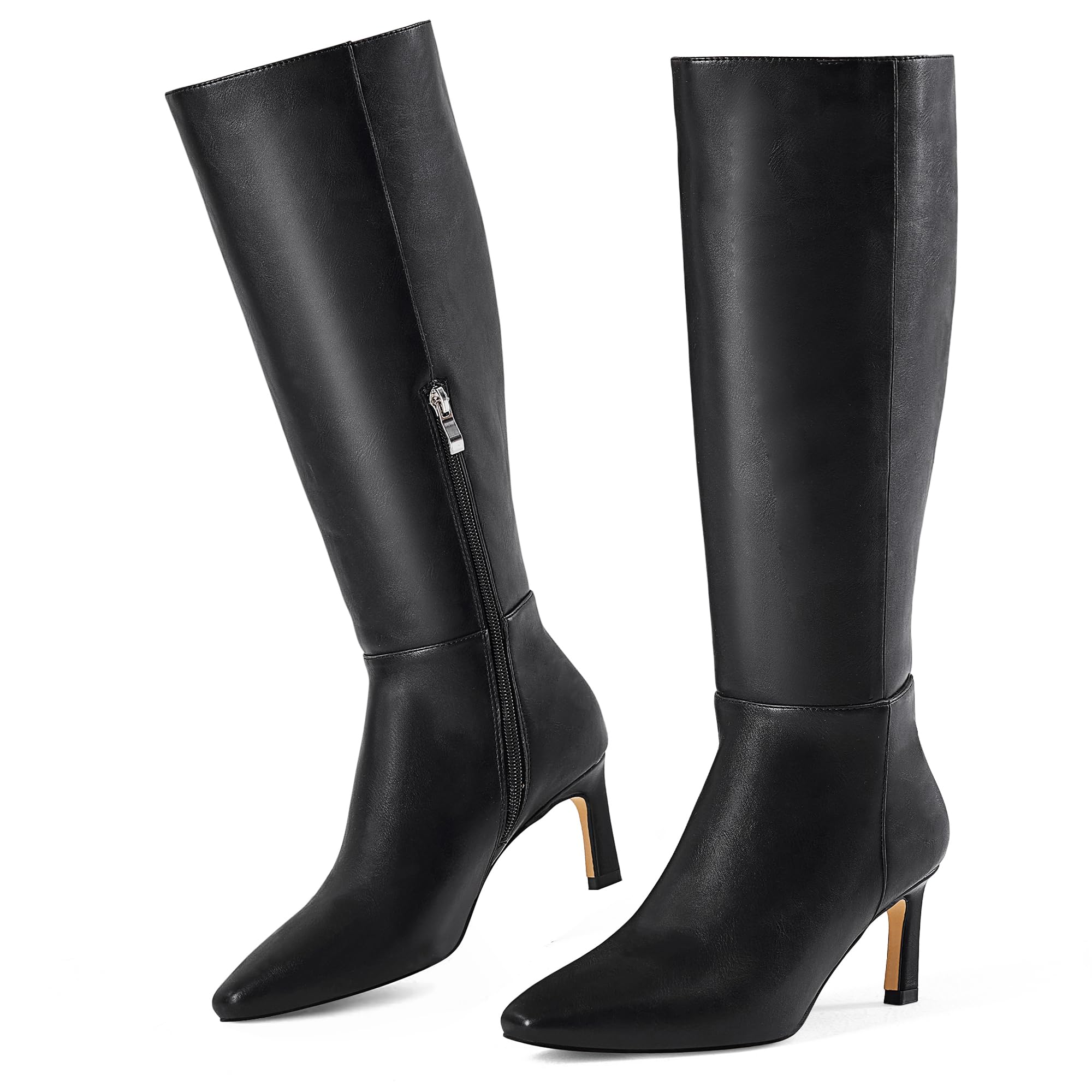 Knee High Boots Women Kitten Heels Square Toe Tall Long Boot Dress Comfortable Fashion Low Heel 2 Inch Fall Winter