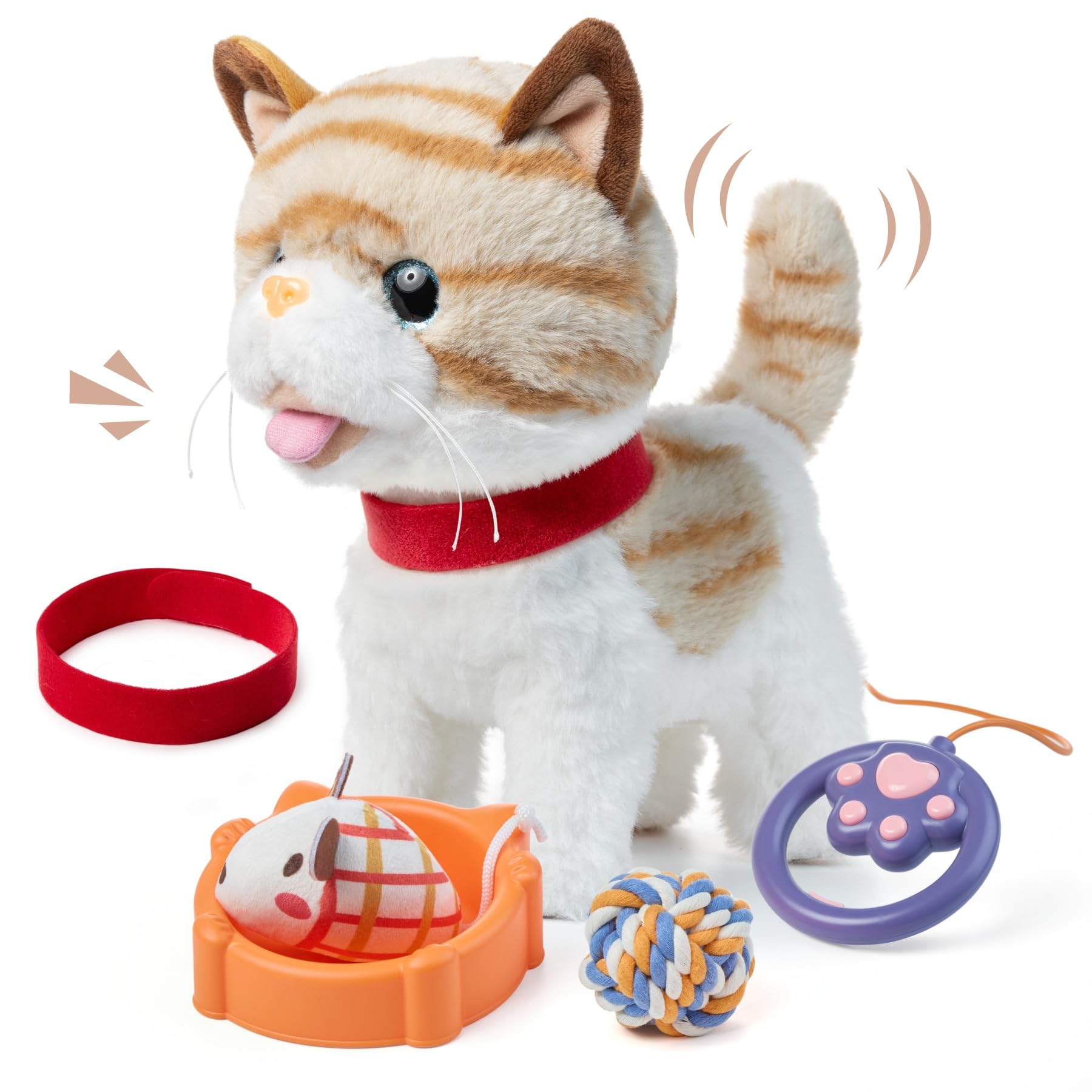 Photo 1 of OR OR TU Walking Talking Toy Cat with Remote Control Leash, Plush Pet Electronic Interactive Toys for Kids, Wag Tail, Singing, Pretend Dress Up Realistic Stuffed Cat Age 3 4 5+ Years Old Best Gift