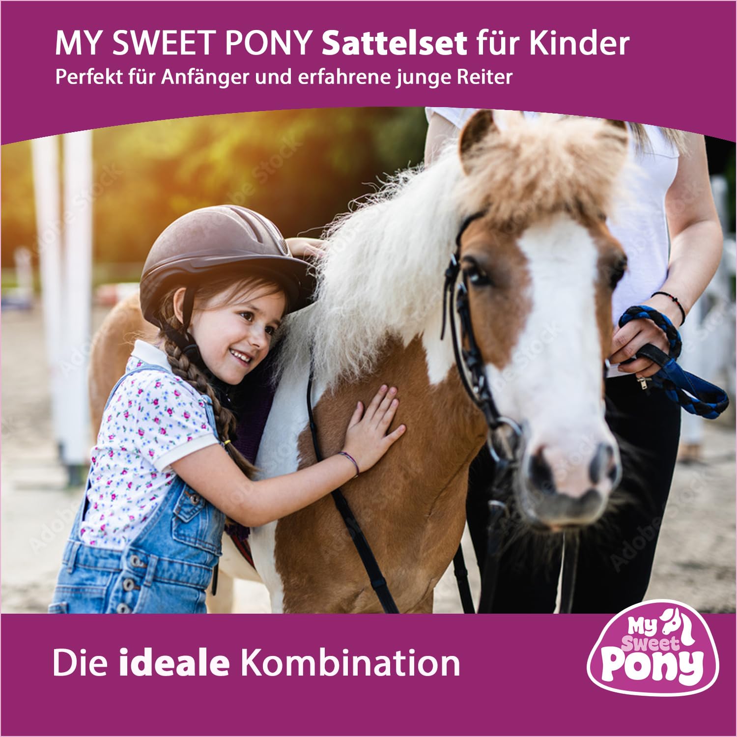 My Sweet Pony® Kinder Shettysattel-Set Sunny | für Pony Shetty und Holzpferd | Alles enthalten | Komplett-Set | Ideal für erste Reitversuche