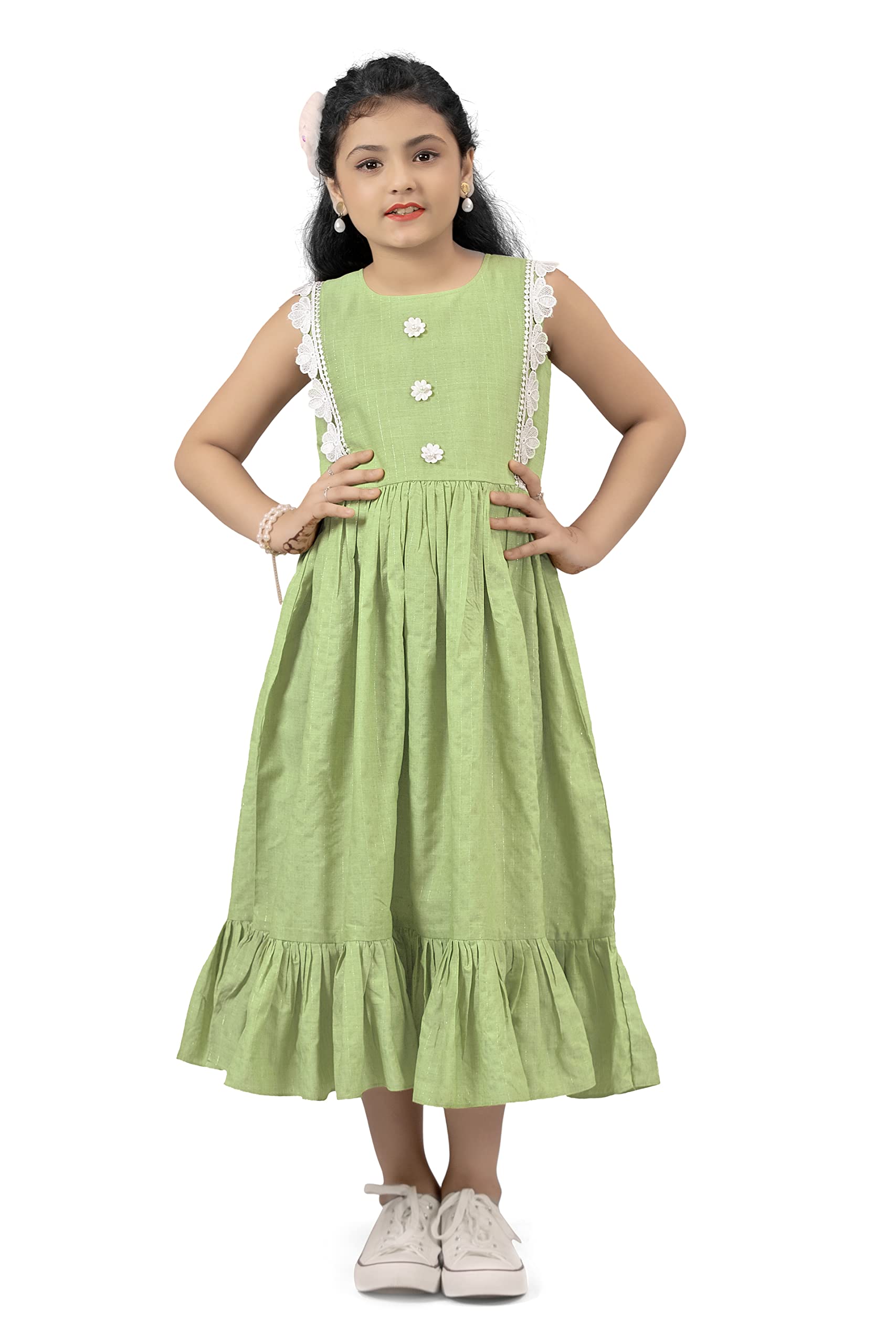 Girls Cotton Stripe Western Dress