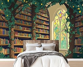 Peel and Stick Wallpaper Wall Murals Magical Tree Trunk Bookshelf Poster...