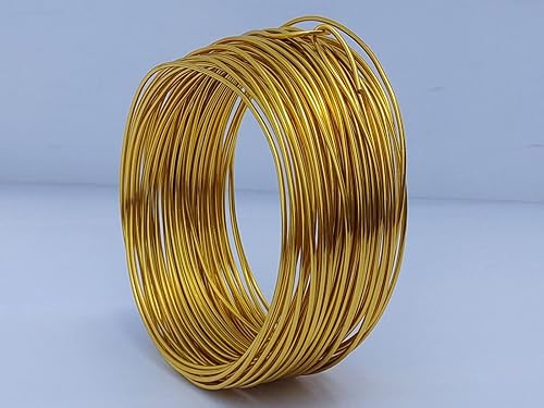 Miniatura 3 de Alambre de aluminio anodizado calibre 15 de 49 pies para hacer joyas, manualidades (0.059 pulgadas, oro claro, 41514)