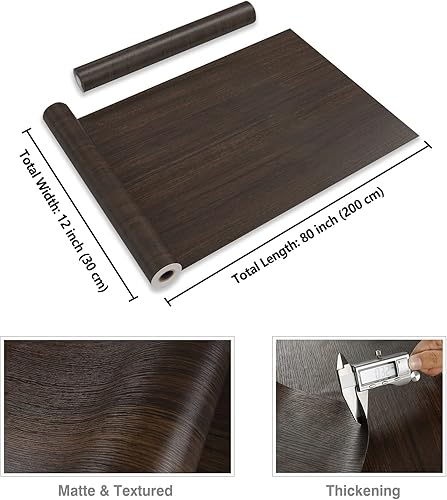 Miniatura 8 de CRE8TIVE Papel de contacto de madera marrón oscuro, papel tapiz de madera para despegar y pegar, impermeable, aspecto de madera envejecida, papel de