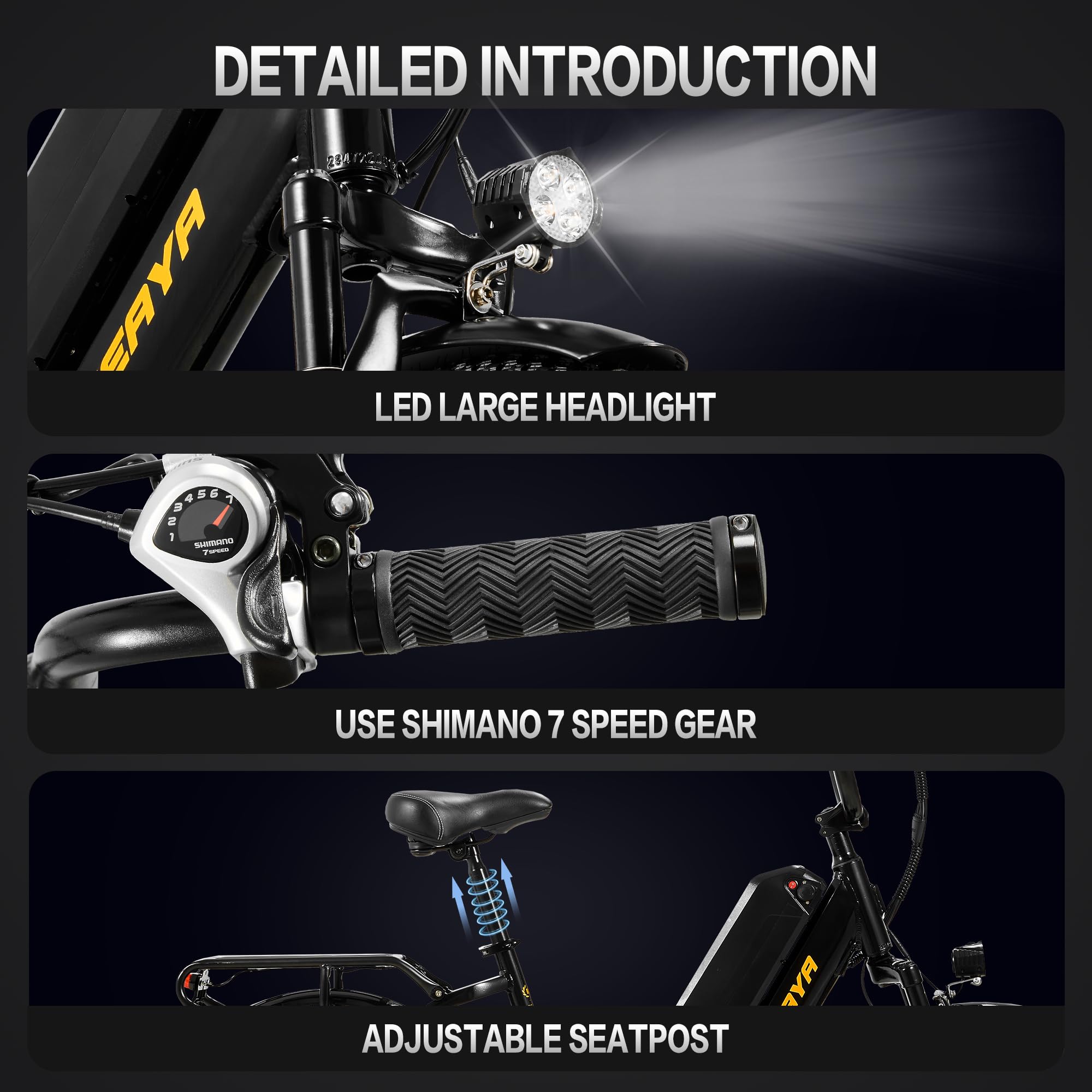 Velo Electrique Homme Femme 20 Pouces Vélo Électrique Portable Fat Bike Electrique Adulte avec 48V 15Ah Batterie Amovible 7 Vitesses Portée 45-60km R8SE