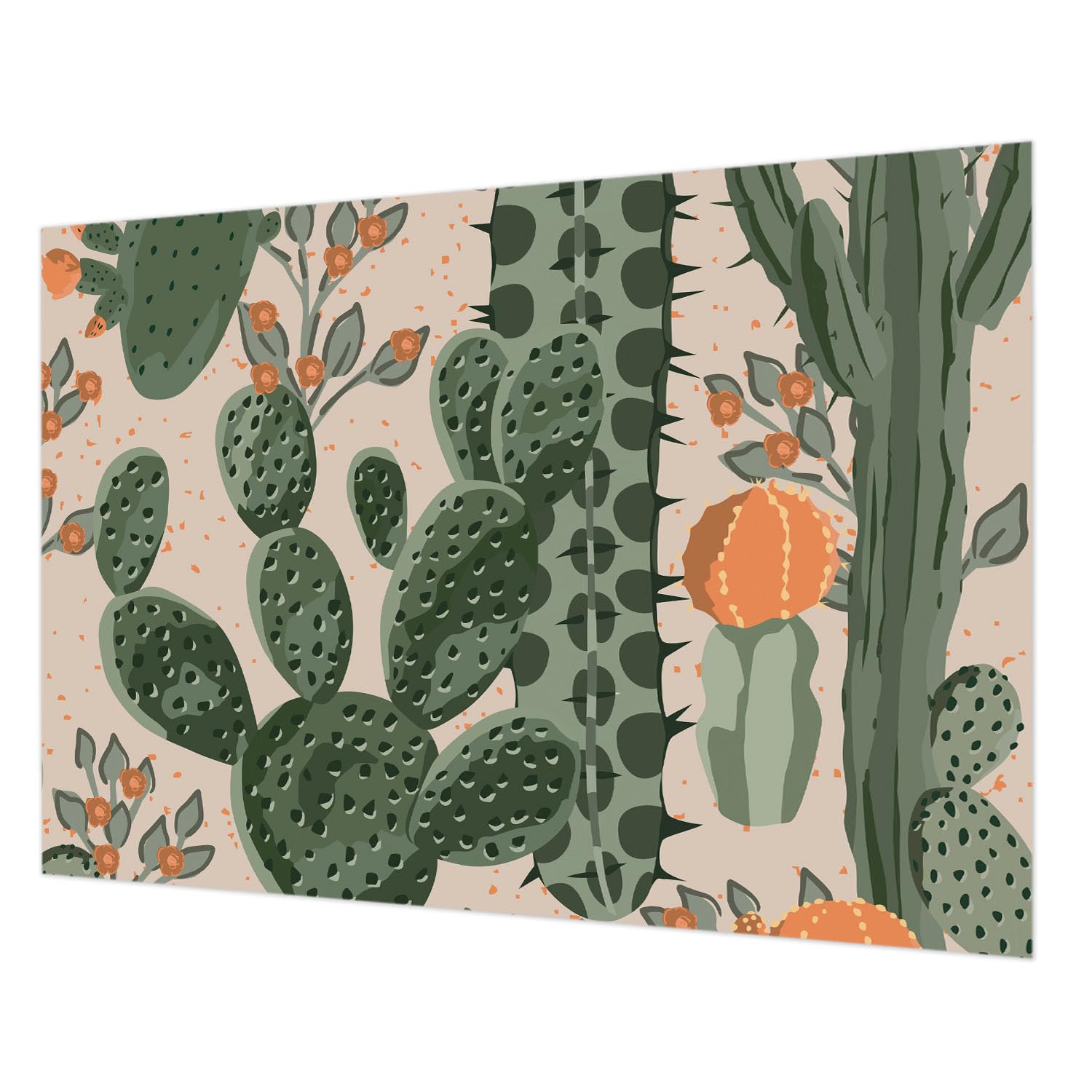 Papier peint intissé cactus verts 312x219 cm avec colle pour chambre et salon