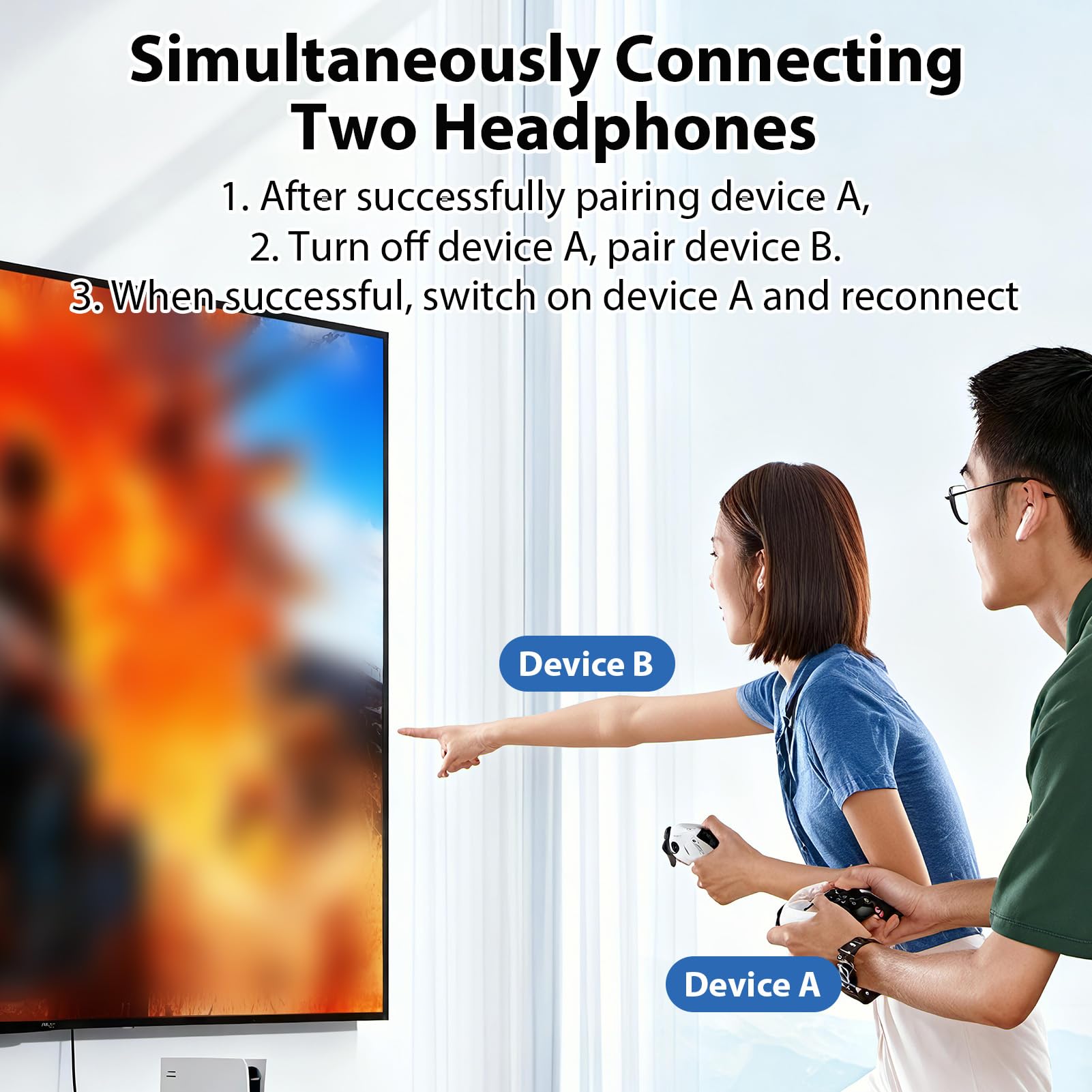 Adaptateur Bluetooth 5.3 USB pour PS5 PS4 PC Switch Mac Dongle Double Appairage Faible Latence Clé émetteur Audio sans Fil pour Macos Manette Windows Casque Enceinte