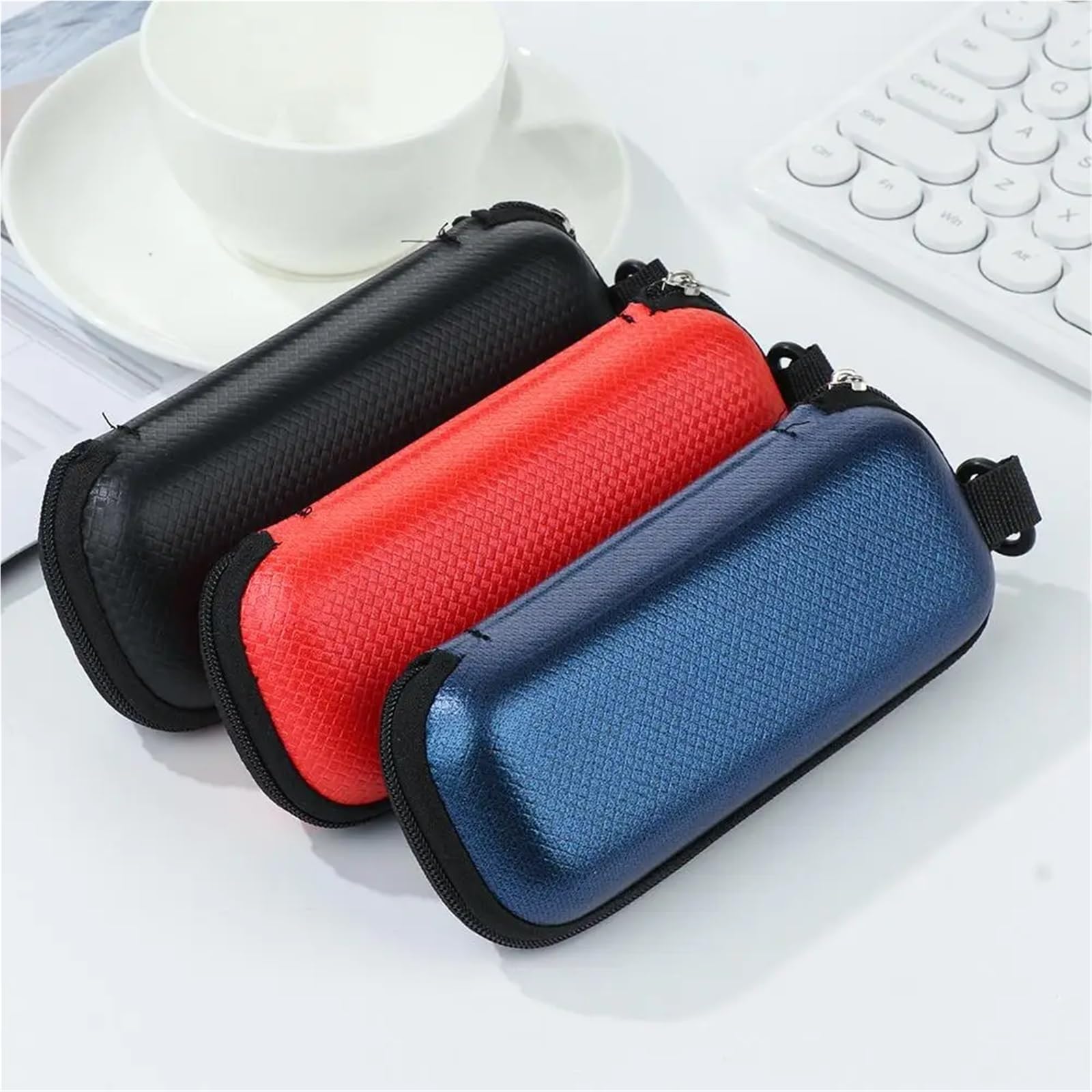 éTui à Lunettes Boîte à Lunettes à Fermeture éclair, 2 pièces, étui à Lunettes, Style Simple, Sac à Lunettes Portable, conteneur de Lunettes, Coque de Protection(Blue)