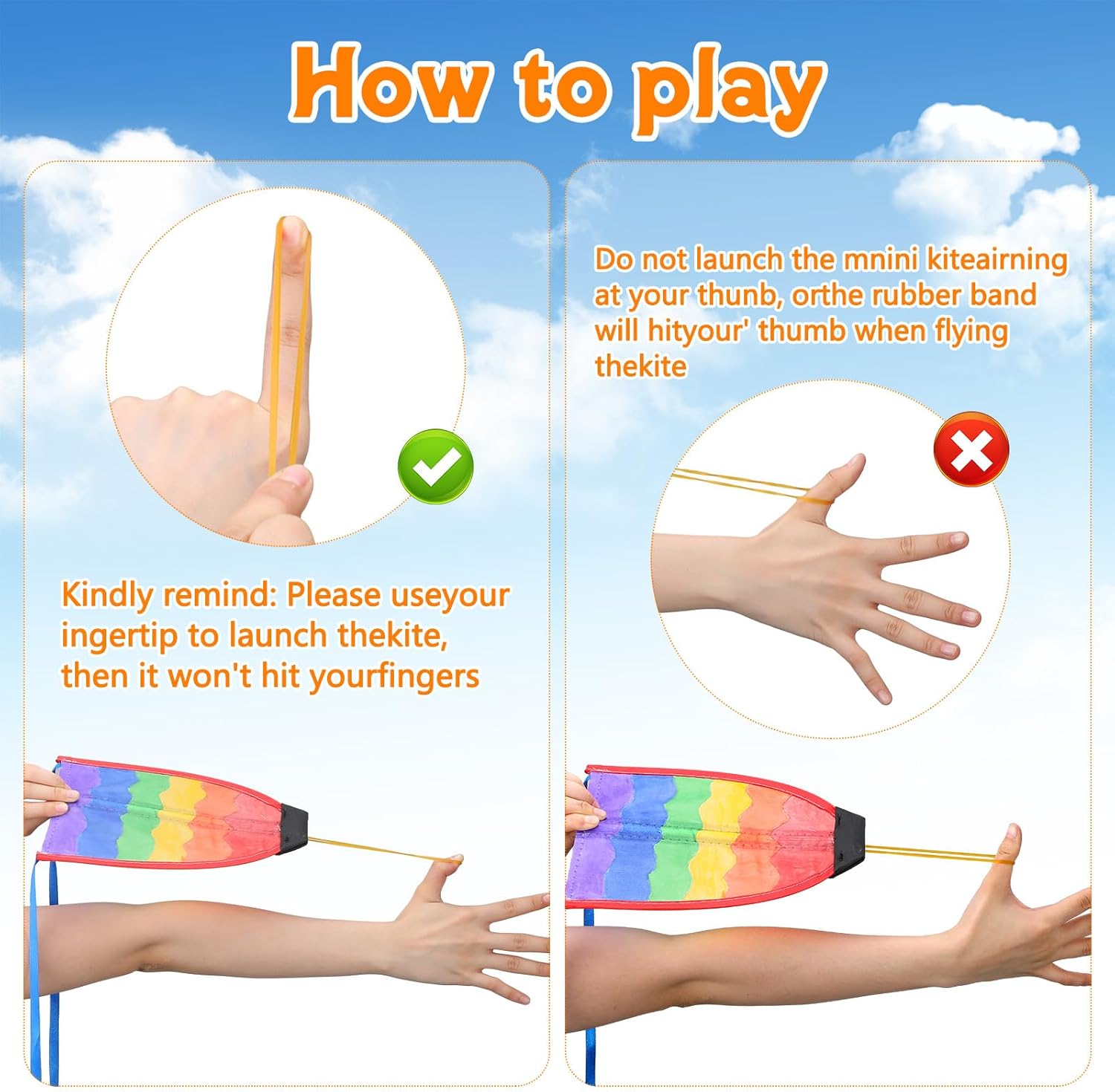 Mini Kite for Kids Adult, Finger Launcher Kites for Kids Age 3-5 4-8 8-12, Color Your Own Kites with Watercolor Pens, Easy to Fly on Yard Beach Outdoor Toy, Birthday Party Favor