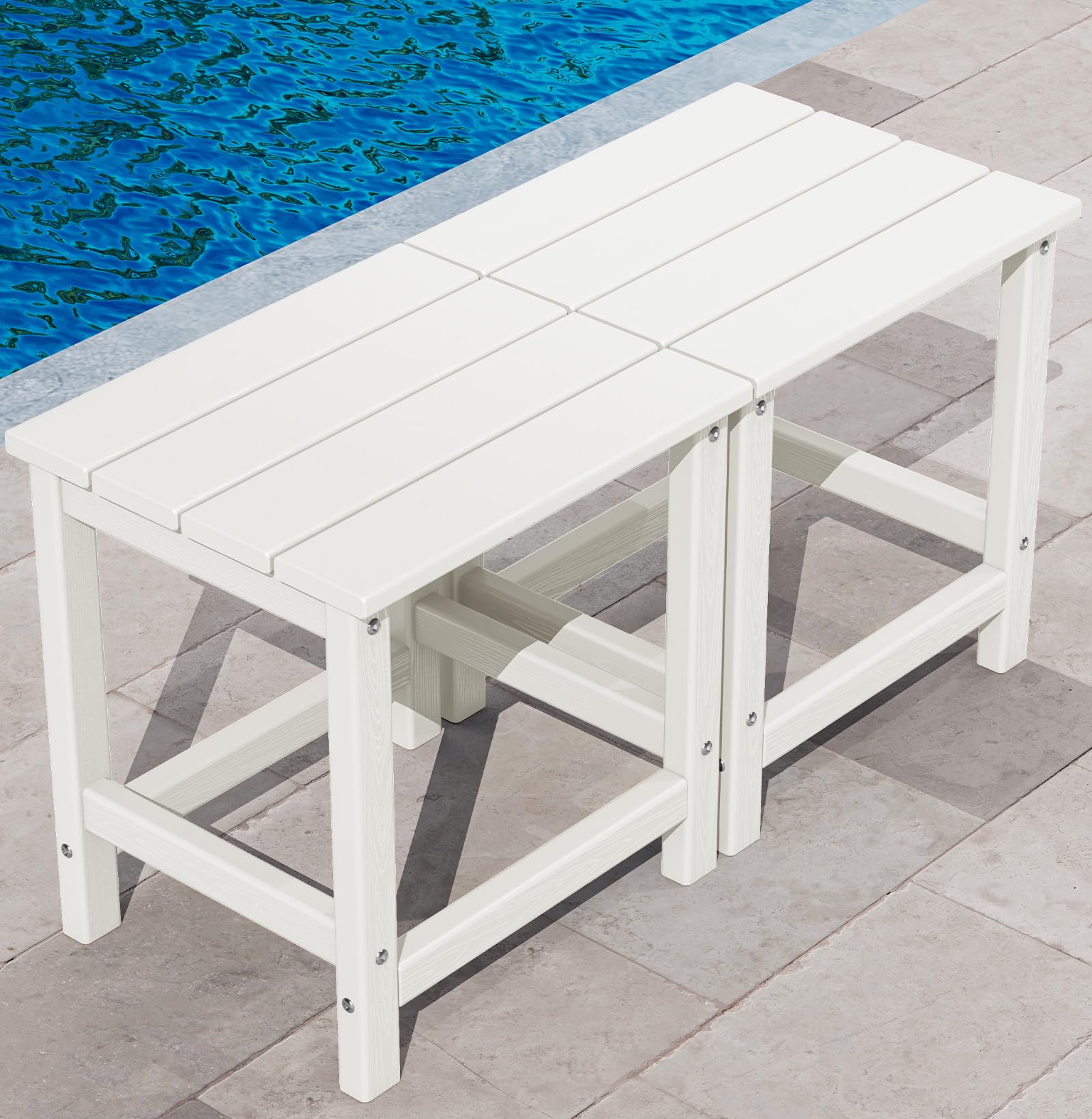 KINGYES Adirondack Outdoor Side Tables Set of 2, White