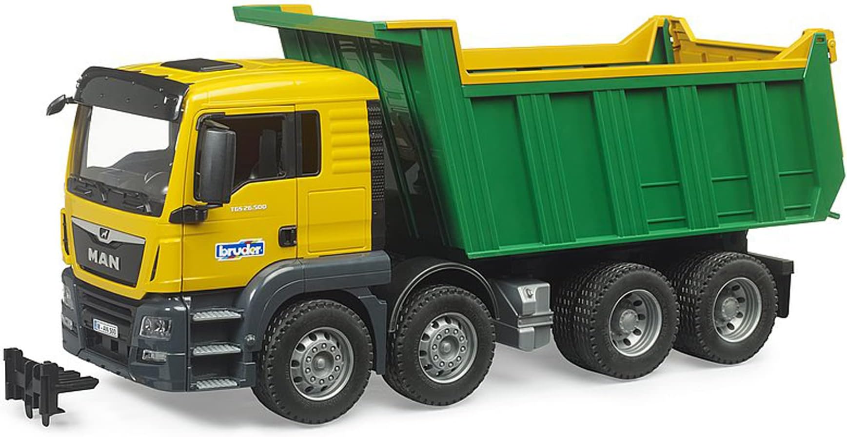 Bruder 03766 MAN TGS Tipping Truck – 1:16 Scale Construction Tipper with Working Tip Function, Opening Cab Doors, Tow Hitch; Durable Play Truck for Construction Sites; Ages 3+