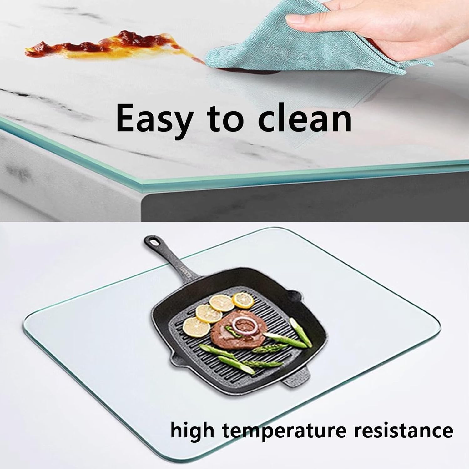 Tempered Glass Table Top Rectangle/Square Transparent Table Surface 8mm Thick Polished Edge, Patio Table Tops, Multipurpose for Dining Table, Coffee Table, Restaurant Table(100x60cm)