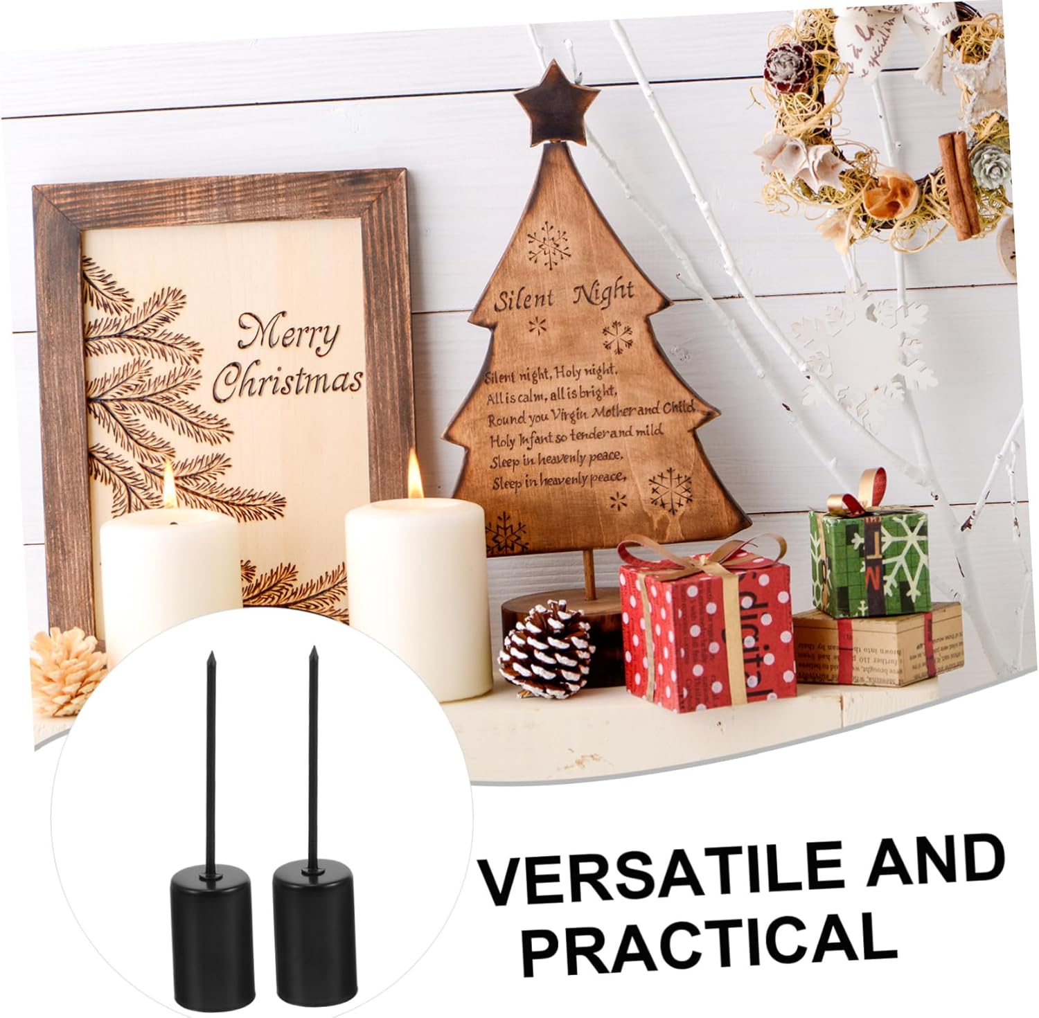 15pcs Christmas Candle Holder Spike Festive Candle Cup Insert for Holiday Centerpieces Reusable for Table Decoration Christmas Ambiance