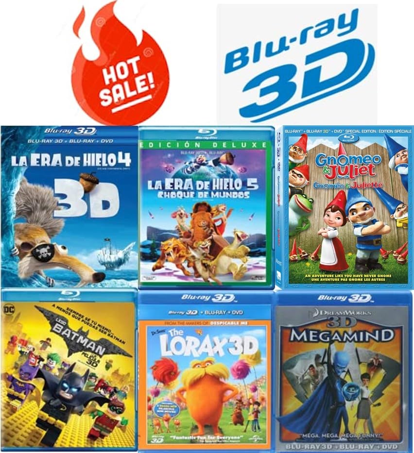 Ultimate Action Adventure Blu-ray 3D Movie Collection Ice Age 4 Continental Drift Ice Age 5 Collision Course Gnomeo