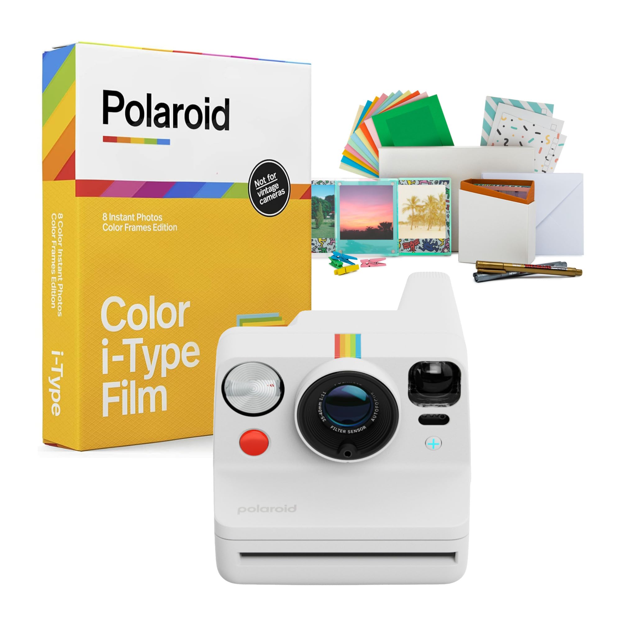 Polaroid Now Plus Generation 3 Instant Camera with Two-Lens Autofocus System and Manual Mode (White) Bundle with Polaroid Film Kit and Color Film for I-Type (Color Frames Edition) (3 Items)-image-39