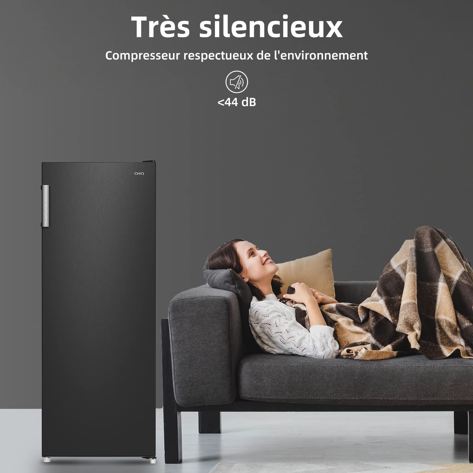 CHiQ FSD166NE4E 166L Congelatore verticale a cassetti,No Frost,Nero Acciaio Inossidabile Porte Reversibili A+, 42 db, 12 anni di garanzia sul compressore