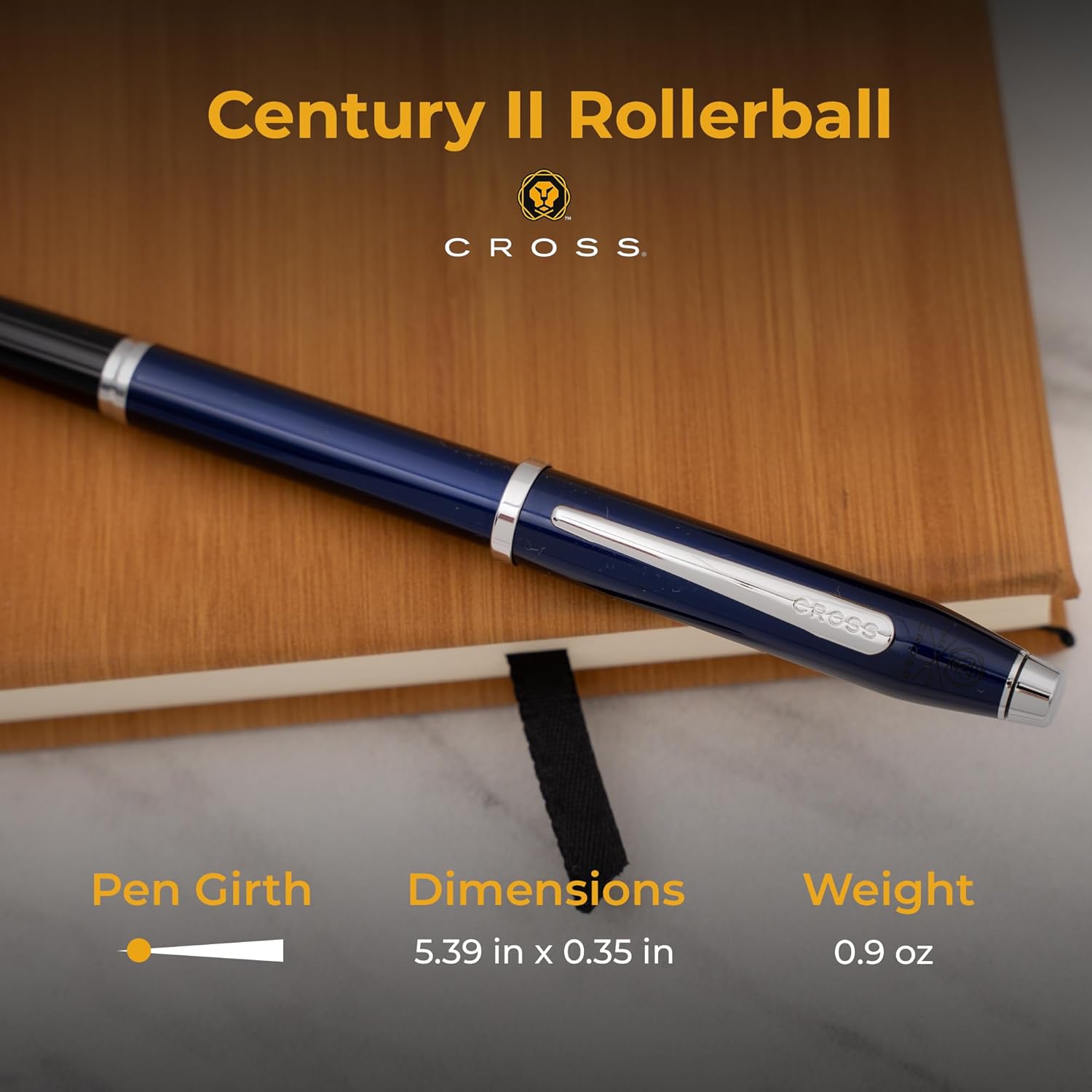 Cross Century II Engraved Capped Rollerball Pen, Blue Lacquer with Chrome Trim, Gel Ink, Personalized Gift for Executives, Retirement, Board Members, Career Advancement, Cross Gift Box