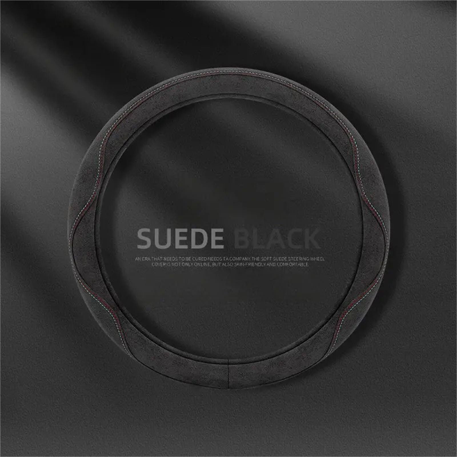 Car Steering Wheel Covers for Cadillac ATS Coupe 2015 2016 2017 2018 2019, Suede Leather Winter Cold Weather Driving Accessories Protector Anti-slip Breathable,Black-O