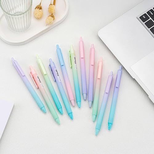 Miniatura 2 de WINK Bolígrafos de gel de punta fina retráctiles de 12 quilates, punta fina de 0.020 in, agarre cómodo, escritura suave con barril estético de color