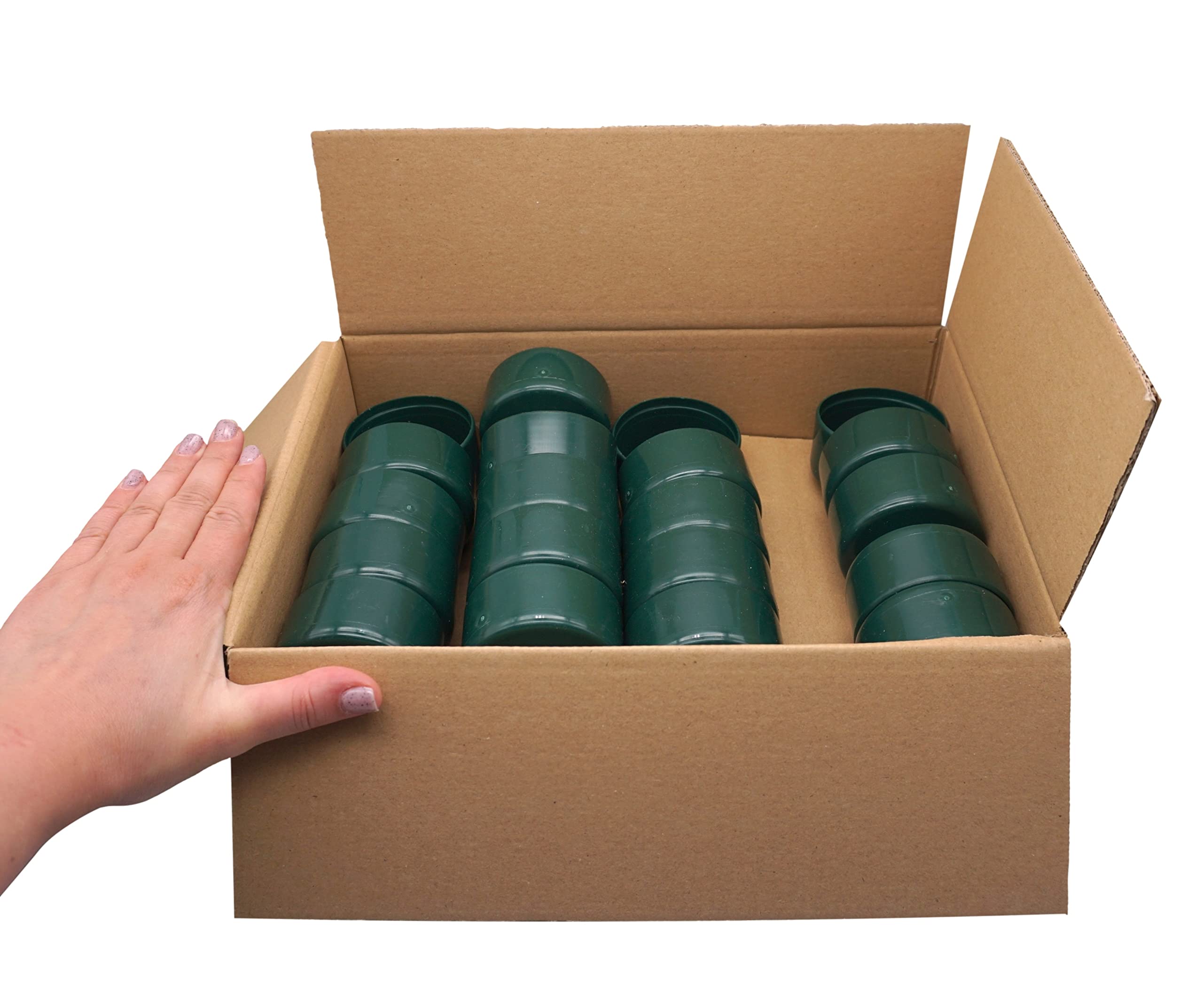 SKIR'CO (20 piezas) Tapas de postes de valla, tapas redondas de plástico verde de 60 mm para postes de valla redondos, cubiertas de postes de valla, verde musgo RAL 6005