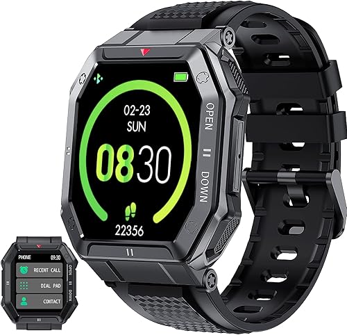 Reloj inteligente militar para hombre respuestahaz llamada 185 pulgadas táctico para exteriores reloj inteligente IP67 impermeable resistente