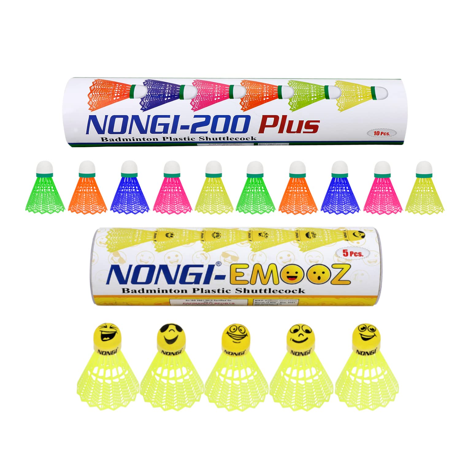 Badminton Plastic Shuttlecock Combo Pack of 15 shuttles (5 Emooz Plastic shuttles & 10 Multicolor Plastic Shuttlecock) for Indoor, Outdoor Badminton Sports Speed - Medium 77-image-46