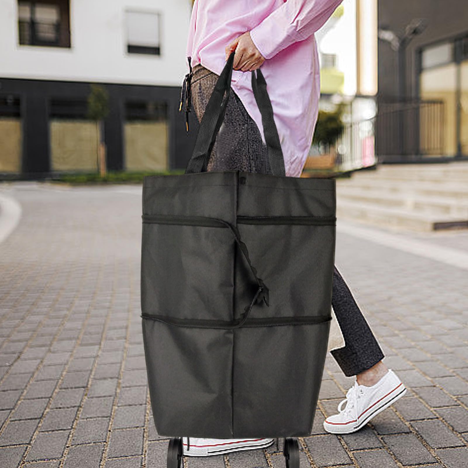 Bolsa de la compra con ruedas, carrito reutilizable de gran capacidad para un fácil transporte, ideal para alimentos, deportes, viajes, picnics y viajes diarios