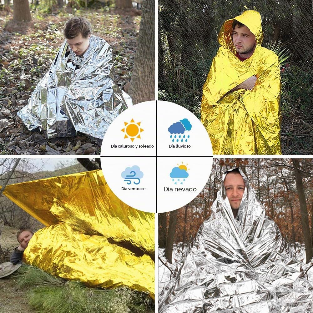 Flintronic Mantas Reflectantes de Supervivencia 160x210cm Térmica Reutilizable 4PCS Rescate