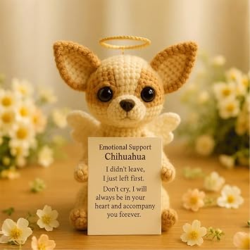 Yorkshire Terrier Memorial Emotional Support Crochet, Positive Crochet Puppy, Cute Plush Knitted Animal forFamily Friends Encouraging Gift, Home Office Decoration Graduation Gift(Pug)