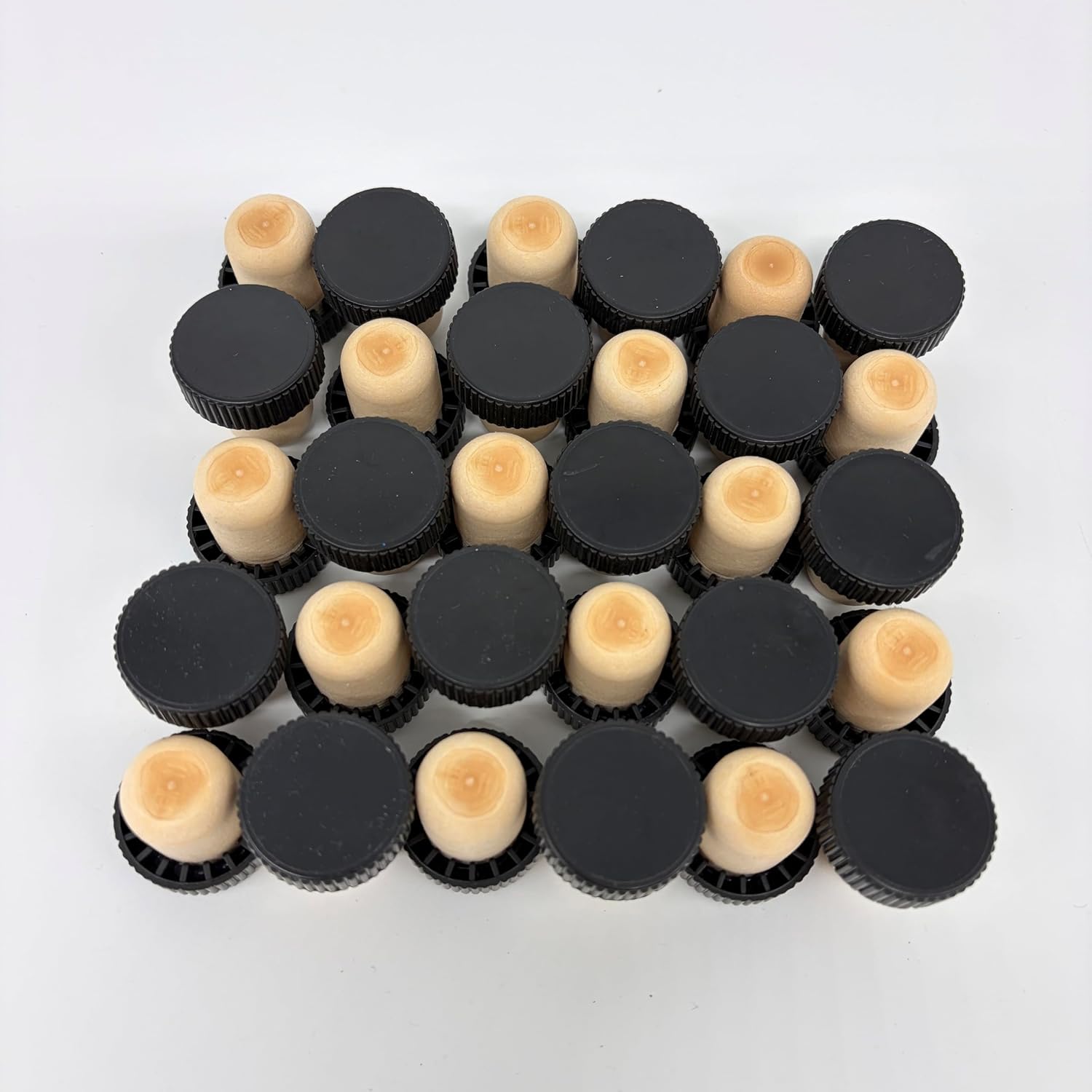Jelinek Cork Bar Top Stopper with Ribbed Black Cap (bag of 50) - 19 mm Beige Synthetic Stem