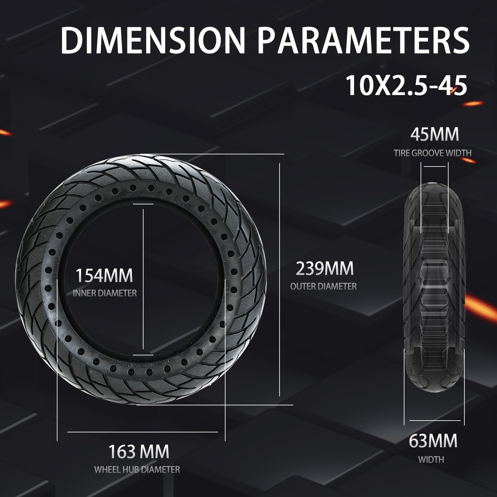 Prodrocam Pneu Solide 10 X 2,5 Pour Scooter électrique Segway Ninebot Max G30 60/70-6,5 Pneus De Rechange Pour Scooter (Rouge-B2