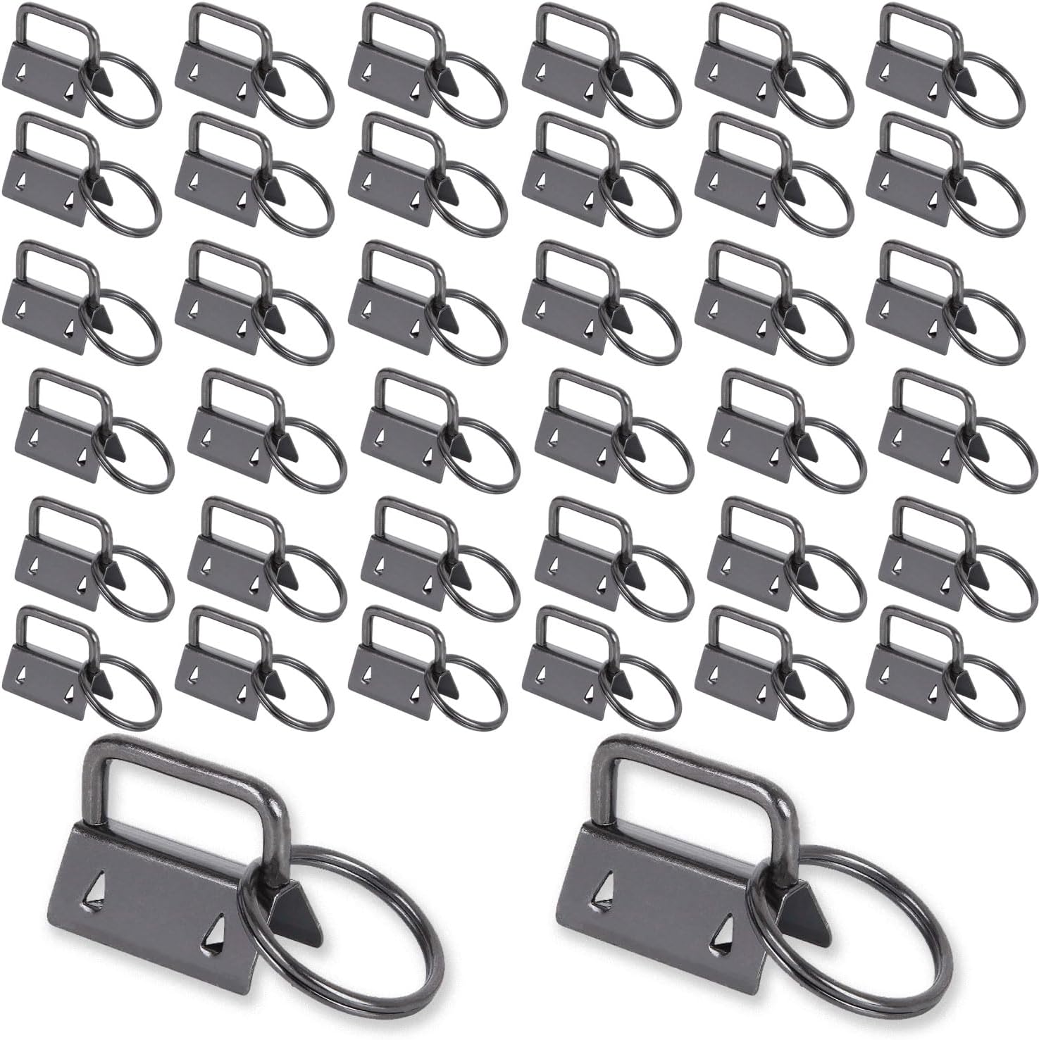 Acrux7 100 Pack Key Fob Hardware 1 Inch Bulk Black Keychain Wristlet with Key Ring for Wristlet Keychain, Key Lanyard, Key Chain Making Kit
